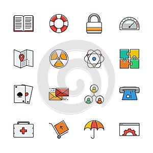 Icons vector set. Color line signs. Web