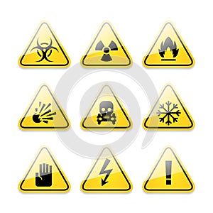 Icons warning signs of danger