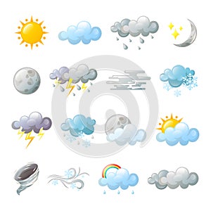 Icons for weather forecast or overcast. Cloud