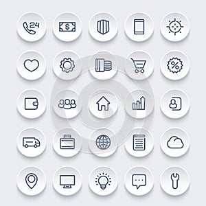 Icons for web, 25 linear pictograms set