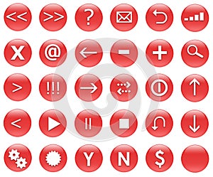 Icons For Web Actions Set Red