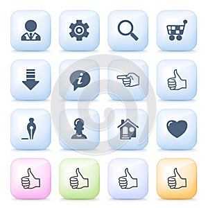 Icons for web on color buttons.