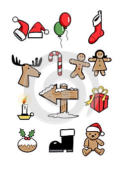 Icons xmas holiday symbols winter 1