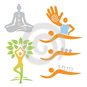 Icons yoga massage alternative medicine