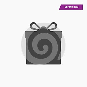 Black solid gift box icon vector.