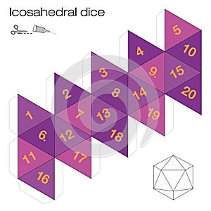 Icosahedral Dice Platonic Solid Template