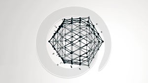 Icosahedron figure floating with particles loop