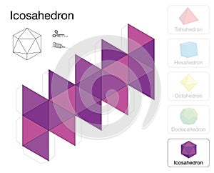 Icosahedron Platonic Solid Template Paper Model