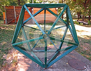 Icosahedron Wooden And Metal Structure In Nature