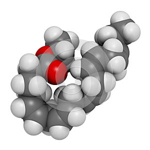 Icosapent ethyl (ethyl eicosapentaenoic acid) drug molecule.  3D