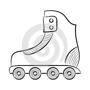 Roller skates with simple hand drawn vector illustration