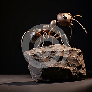 icro Explorations: Ant Perched Thoughtfully on a Rocky Vantage Point