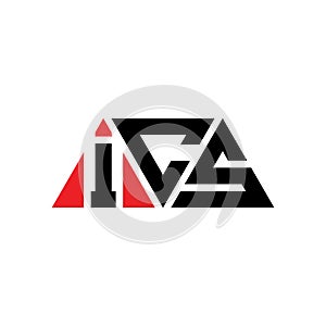 ICS triangle letter logo design with triangle shape. ICS triangle logo design monogram. ICS triangle vector logo template with red