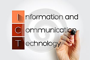 ICT Information and Communication Technology - set of technological tools and resources used to transmit, store, create, share or