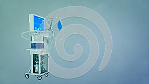 ICU lung ventilator 3d renders, medical 3d illustration