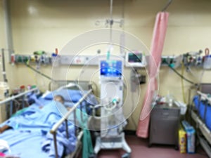 ICU room patients crisis ward bed emergency patients in Hospital,blur
