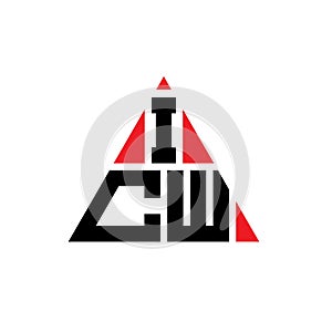ICW triangle letter logo design with triangle shape. ICW triangle logo design monogram. ICW triangle vector logo template with red photo