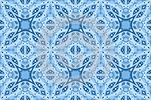 Icy art with blue abstract seamless pattern
