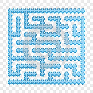Icy blue square maze. Game for kids. Puzzle for children. Easy level of difficulty. Labyrinth conundrum. Flat vector illustration