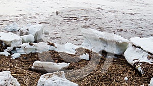 Icy Canadian river/beach during spring