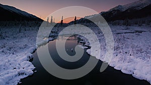 Icy Eagle River in Alaska in Chugach State Park