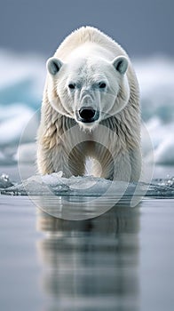 Icy encounter Majestic polar bear roams the frozen expanses of Svalbard