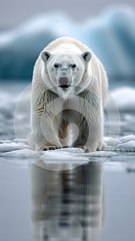 Icy encounter Majestic polar bear roams the frozen expanses of Svalbard