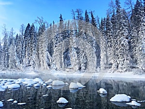 Icy Kanas Lake in Winter