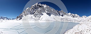 Icy lake and snow mountain, Himalaya, Nepal