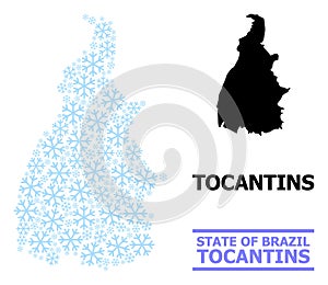 Icy Mosaic Map of Tocantins State with Snowflakes