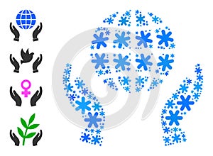 Icy Mosaic Peace Care Hands Icon of Snow