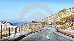 Icy mountain road photo