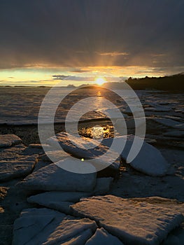 Icy Ocean Coastline at Inlet