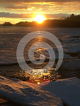 Icy Ocean Coastline at Inlet