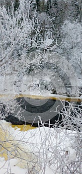 Icy river in the Canadian winters in Quebec photo