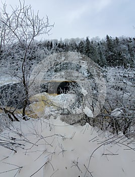 Icy river in the Canadian winters in Quebec photo