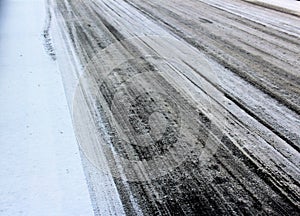 Icy road in winter