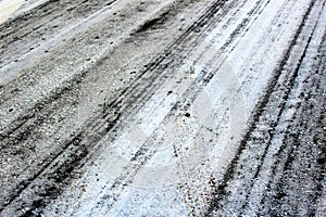 Icy road in winter