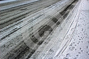 Icy road in winter