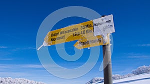 Icy sign post