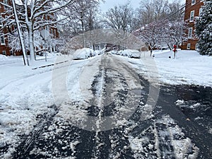 Icy Street in Winter in January