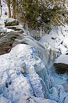 Icy Waterfall Crest On The Boyne River