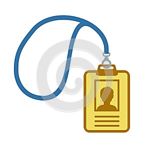 Id badge icon. Identification card with lanyard - vector