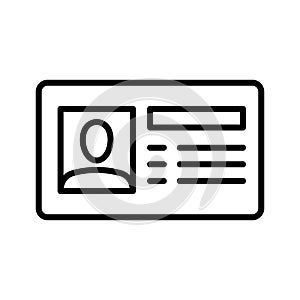 ID Card icon. Driver`s License. Passport. Pictogram isolated on a white background