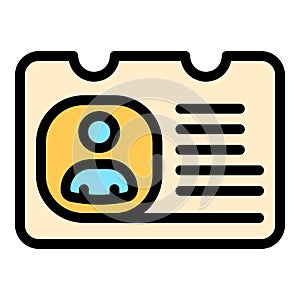 Id card icon color outline vector