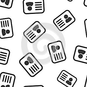 Id card icon seamless pattern background. Identity badge vector illustration. Access cardholder people symbol pattern