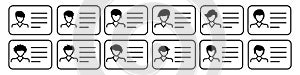 ID Card icon set, driver`s license Identification card symbol