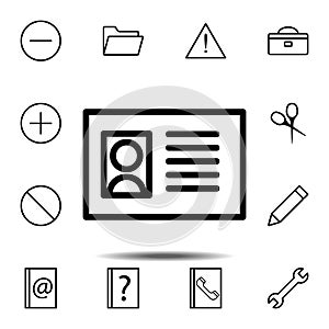 ID card icon. Simple thin line, outline vector element of minimalistic, web icons set for UI and UX, website or mobile application