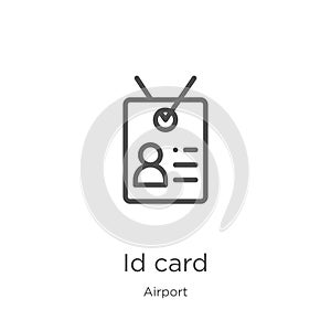 id card icon vector from airport collection. Thin line id card outline icon vector illustration. Outline, thin line id card icon