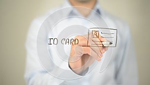 Id Card, Illustration , Man writing on transparent screen